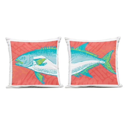 Stupell Industries 18" x 18" Vivid Tuna Aquatic Fish Outdoor Print Throw Pillow Set
